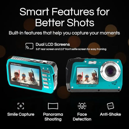 Minolta MN40WP 16GB 48MP Digital CMOS Camera with LCD Display and Waterproof Capability