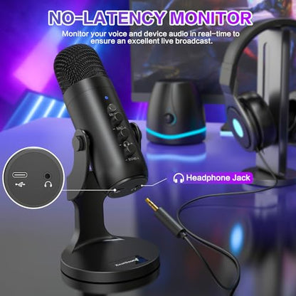 ZealSound K66 Microphone Series External USB Microphone with Lightning and USB-C Connectivity, Noise Cancellation, Volume Control, Gain Control, One-Touch Mute, Echo Adjustment, Unidirectional Polar Pattern