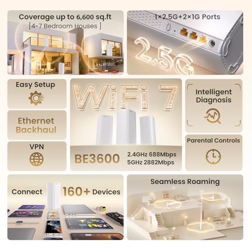 Tenda ME3 Pro 3PK Dual-Band Wi-Fi 7 Mesh System for Home and Office