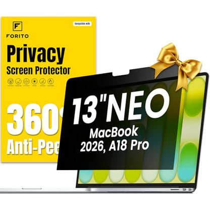 F FORITO 13 Inch A3404 MacBook Neo 2026 Anti-Glare Privacy Screen with Blue Light Filtering and Scratch Resistance