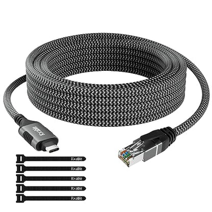 Kxable 4 Feet KXC-RJ45-Parent Ethernet Cable RJ45 USB Type C Cat 6 1000 Mbps RJ45 Male-to-Female