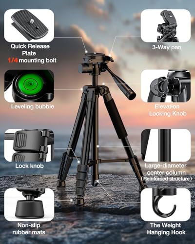 JOBFRI 73 Inches JOBFRI SAB265A Aluminum Tripod Stand
