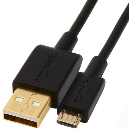 Amazon Basics USB 2.0 6-Foot Charging Cable, Model 7T9MV4, Male-to-Male Micro USB, Black