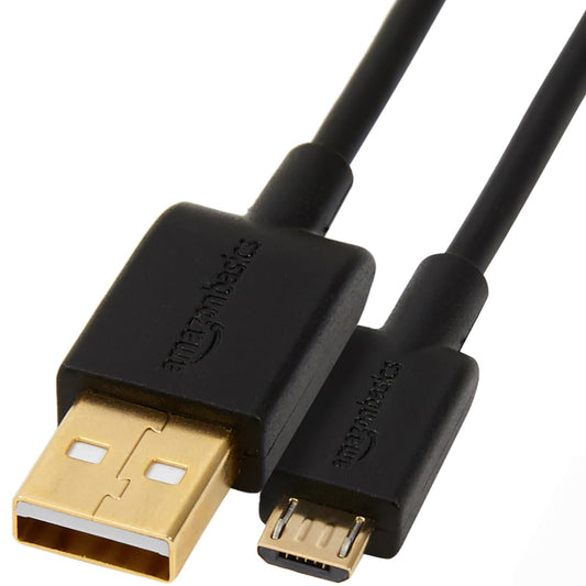 Amazon Basics USB 2.0 6-Foot Charging Cable, Model 7T9MV4, Male-to-Male Micro USB, Black