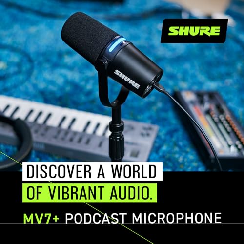 Shure MV7+-K-BNDL USB & XLR Dynamic Microphone, Unidirectional, 40dB Sensitivity, 65dB SNR, Frequency Response 50Hz, 1 Channel, For Personal Computer
