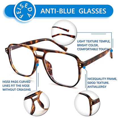 FEISEDY 54MM B2866 Anti-Blue Light Glasses Square Frame
