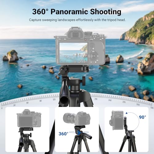 NEEWER 57.5 Inches TP53 Black Aluminum Tripod