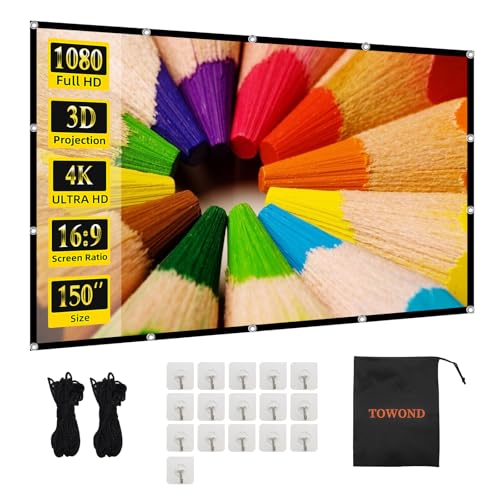 TOWOND 150 Inch TWD012-JY150 Projection Screen 16:9 Matte Manual Wall Mount