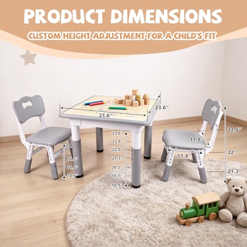 Pterying 23.7" x 23.7" LY-1106B Table and Chair Set - High Density Polyethylene - Modern - Grey