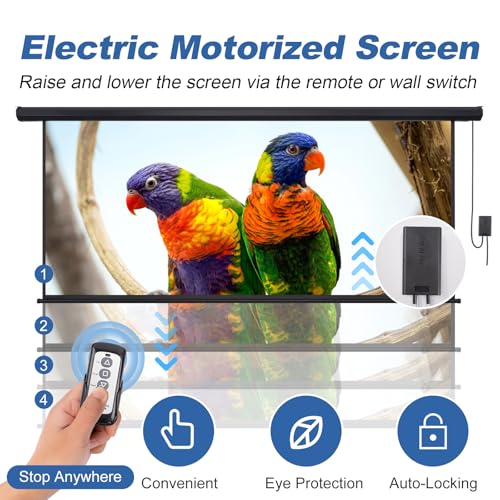 FRAYSCENT 150 Inch 150in(16:9)-Black Projector Screen Automatic Wall Mount Matte Composite