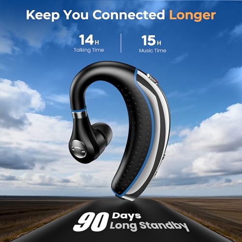 DECHOYECHO A8 Bluetooth Headset V5.3 Wireless Single Ear Earpiece with Noise Cancellation