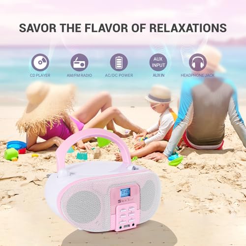 SINGING WOOD 2 Speakers GC01-P Stereo Audio System CD/MP3 Bluetooth 2 Watts Rose