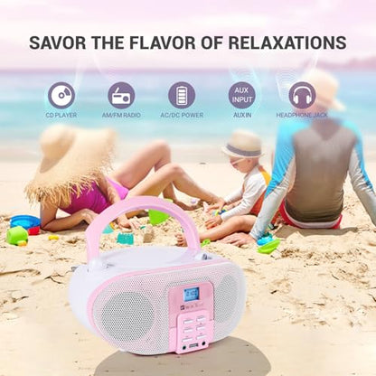 SINGING WOOD 2 Speakers GC01-P Stereo Audio System CD/MP3 Bluetooth 2 Watts Rose