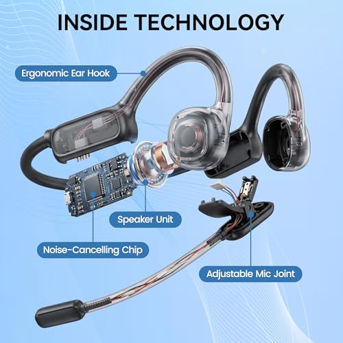 Replglee W3 Bluetooth 5.4 Headphones Wireless Open Ear Design with Microphone