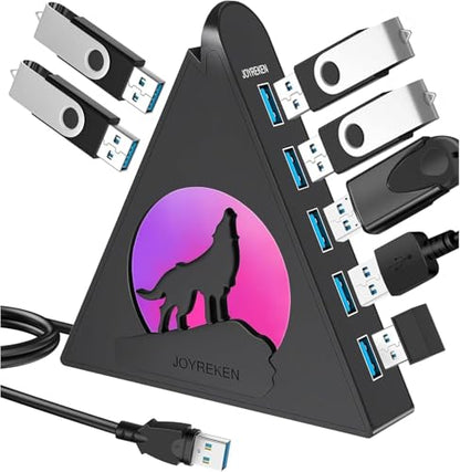 JoyReken 7-Port USB 3.0 Hub J7-WF-BK-2FT 5Gbps Plastic