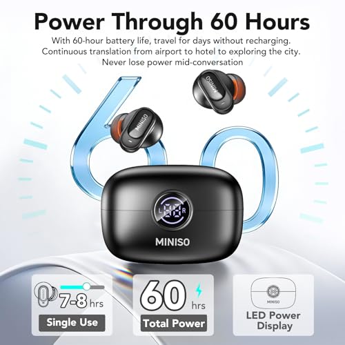 MINISO MS105 Bluetooth 6.0 AI Translation Earbuds, Real Time Language Translator, Supports 134 Languages, In-Ear Design, Compatible with iOS & Android Smart Devices