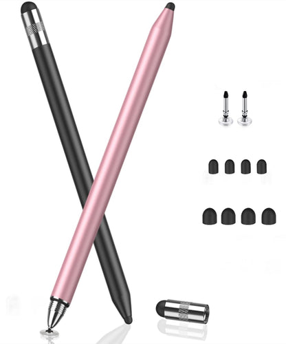 MEKO 3-in-1 Capacitive Stylus for Touch Screens, Black/Rose Gold, 0.35 Inches