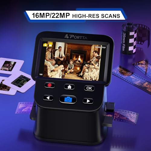 Portta 5.31" D x 5.31" W x 6.3" H Model NS10 22 Megapixels Film Scanner USB