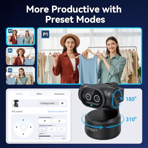 EMEET PIXY Dual-Camera AI-Powered PTZ Webcam 4K, 310° Pan, 180° Tilt, 3-Mic Array, 1/2.55'' Sony Sensor