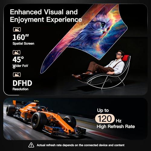 THIИKAЯ 160 Inches AiRABlack 3840x2160 120Hz Micro-OLED Video Display Glasses