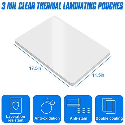 HERKKA 100 Pack Laminating Sheets 3 Mil Clear Thermal Pouches 11.5 x 17.5 Inch