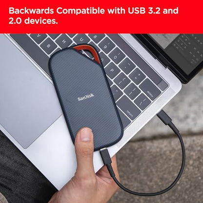 SanDisk 4TB SDSSDE82-4T00-G25 Solid State Drive USB4, Up to 3800 MB/s Read Speed, USB-C Interface, Portable, Shock and Water Resistant, External Hard Drive