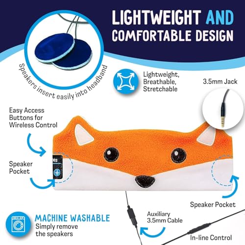 CozyPhones 3.0 FOX Over Ear Headphones Bluetooth 5.0 32 Ohms Wireless Kids Headphones