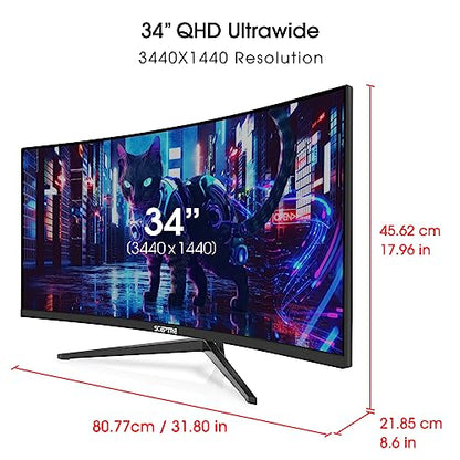 Sceptre 34-Inch Curved Ultrawide Monitor (3440 x 1440), R1500, 165Hz, VA Panel, LED Display