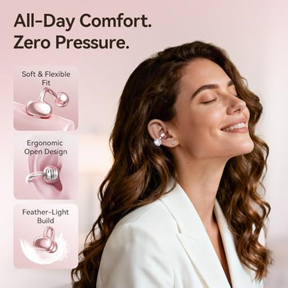 Kinglucky Clip-On Open Ear Earbuds A8 Bluetooth 5.4 Wireless 40 Hours Playtime