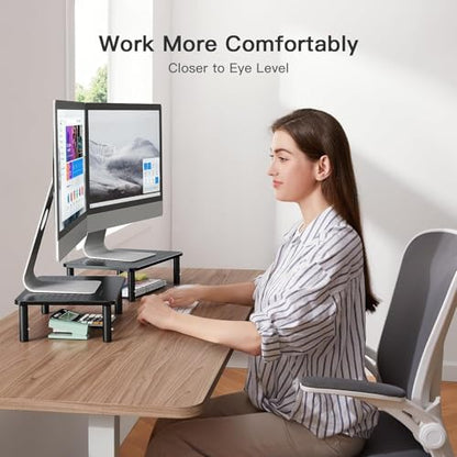 HUANUO 2 Count HNLL3K2 Adjustable Height Monitor Stand for 2 Monitors