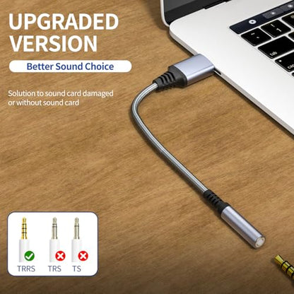 OITYEUF External Sound Card XYF16 USB to 3.5mm TRRS Stereo Adapter Compatible with Windows, Mac, Linux, iOS