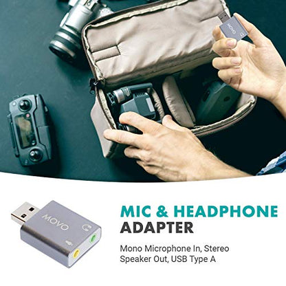 Movo USB Sound Card USB-AC1 Stereo Audio Adapter