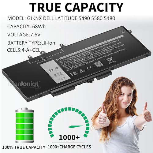 Menlonigt 68Wh GJKNX Laptop Battery 7.6V Compatible with Dell Latitude and Precision Series