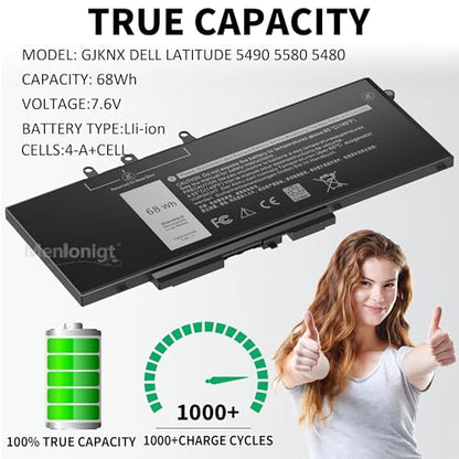 Menlonigt 68Wh GJKNX Laptop Battery 7.6V Compatible with Dell Latitude and Precision Series