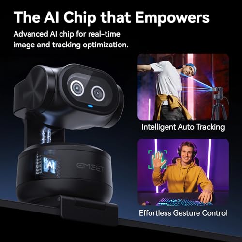 EMEET PIXY Dual-Camera AI-Powered PTZ Webcam 4K, 310° Pan, 180° Tilt, 3-Mic Array, 1/2.55'' Sony Sensor