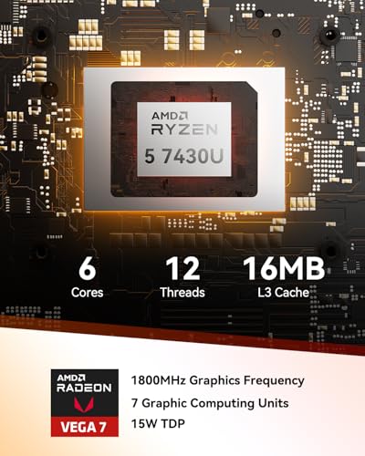 GEEKOM A5 Mini PC AMD Ryzen 5 7430U 512GB SSD 16GB RAM 8K Quad Display