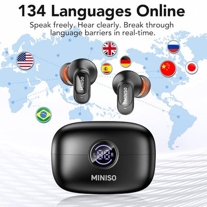MINISO MS105 Bluetooth 6.0 AI Translation Earbuds, Real Time Language Translator, Supports 134 Languages, In-Ear Design, Compatible with iOS & Android Smart Devices