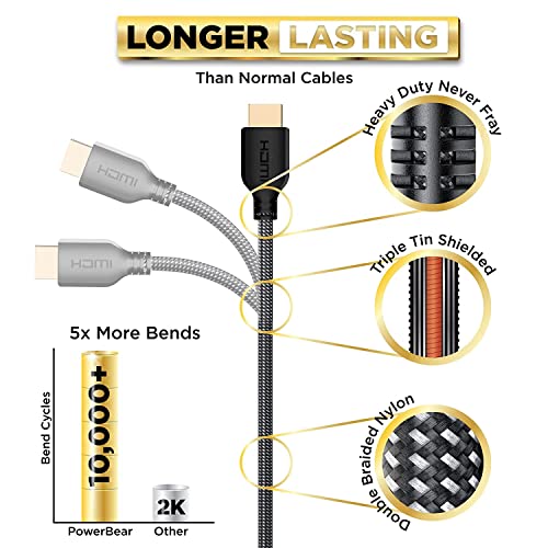 PowerBear 10 Feet Male-to-Male HDMI Cable 4K @ 60Hz CL3