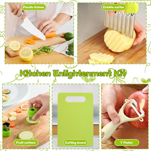 FGASIDYO 9Pcs Jurun-A Plastic Kids Knife Set Cooking Tools