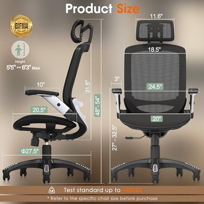 GABRYLLY 22D x 25.2W x 45.3H PF-01 Indoor Ergonomic Mesh Office Chair