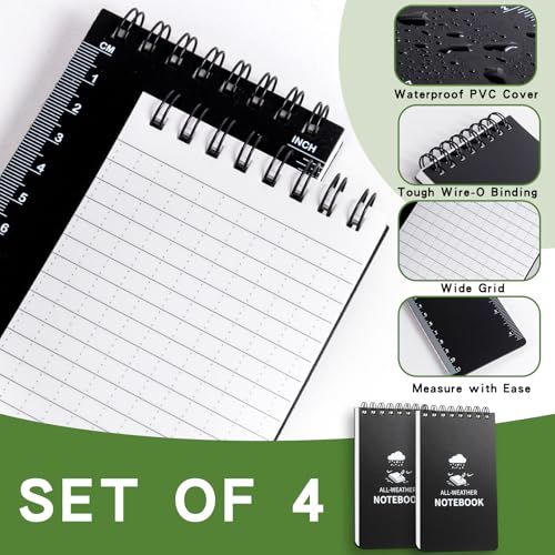 Juehuodaji 4.0 Count Waterproof Notebook System, 3" x 5" Pocket-Sized Format, All-Weather Utility Notepad