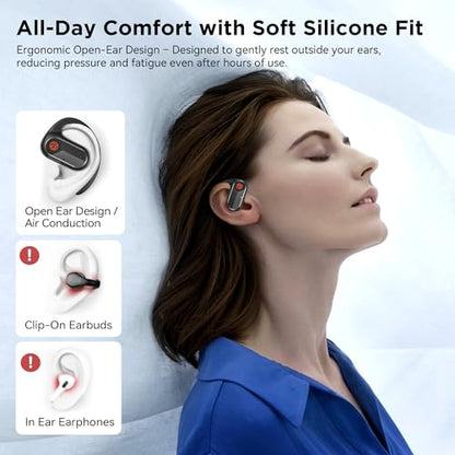 BUGANI B11 Wireless Headphones Bluetooth 5.4 Open Ear Noise Cancelling 50 Hours Playtime Waterproof