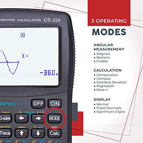 CATIGA 3 Inches CS-229 LCD Scientific Graphing Calculator with Battery Power