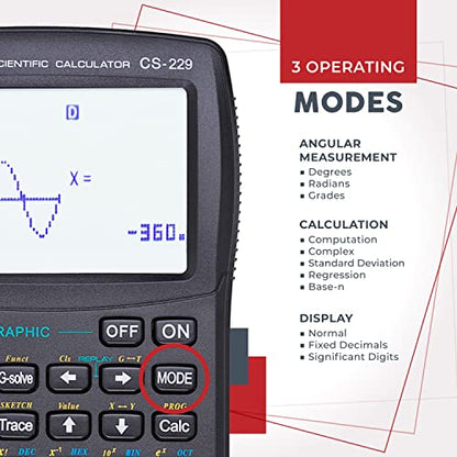 CATIGA 3 Inches CS-229 LCD Scientific Graphing Calculator with Battery Power