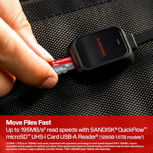 SanDisk 128GB SDSQUJQ-128G-GZ6MA Micro SDXC Card - Class 10 - UHS-I - 195MB/s Read Speed - Temperature Proof - Water Proof