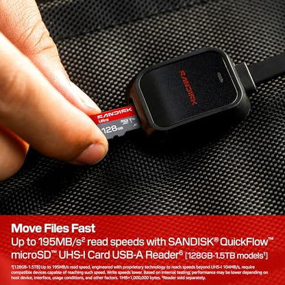 SanDisk 128GB SDSQUJQ-128G-GZ6MA Micro SDXC Card - Class 10 - UHS-I - 195MB/s Read Speed - Temperature Proof - Water Proof