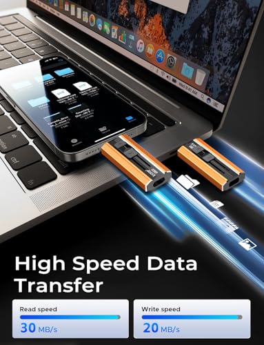 EATOP 512GB EAUSB001 Dual USB Connector Flash Drive, USB Connectivity, Orange