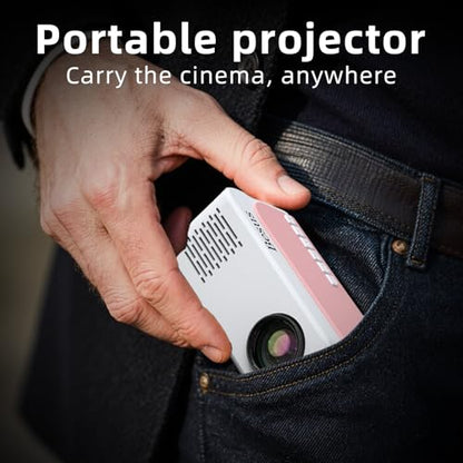 AudonMax Mini Projector 1080P LCD Portable Tabletop Mount Pink