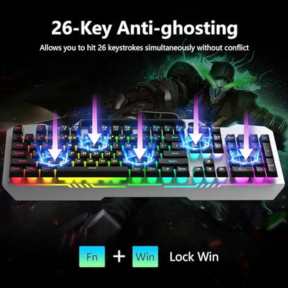 AULA 17.5" T102 Wired Membrane Keyboard and Mouse Combo USB-A QWERTY Compatible with Windows and MacOS