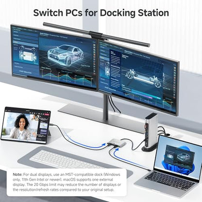 Cable Matters 201352 USB4 Switch with Thunderbolt 4 Support, 20Gbps Data Transfer, 8K@30Hz Resolution, 140W Power Delivery, 3 Ports, Silver